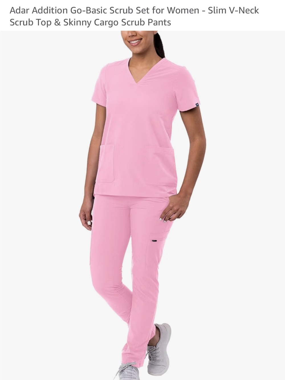 ADAR Women’s Pink Scrub set with Elastic Waist size Small